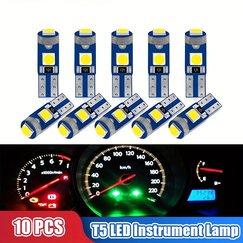 10pcs T5 LED Car Interior Lights Canbus Compatible Multi-Color for Dashboard
