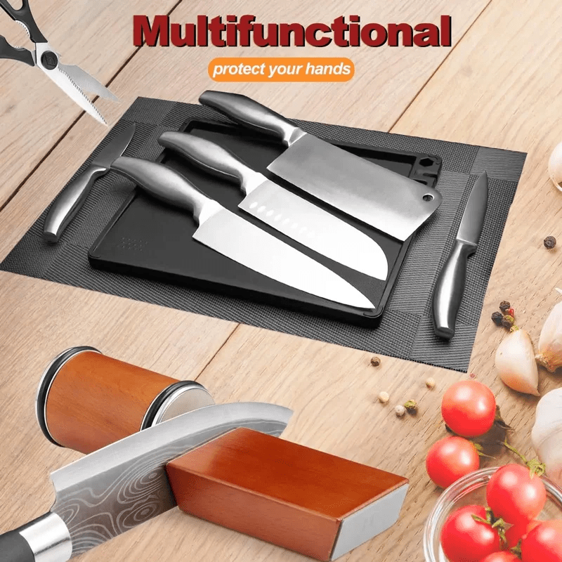 Magnetic knife sharpener with rolling holder and diamond sharpening stone kit for kitchen