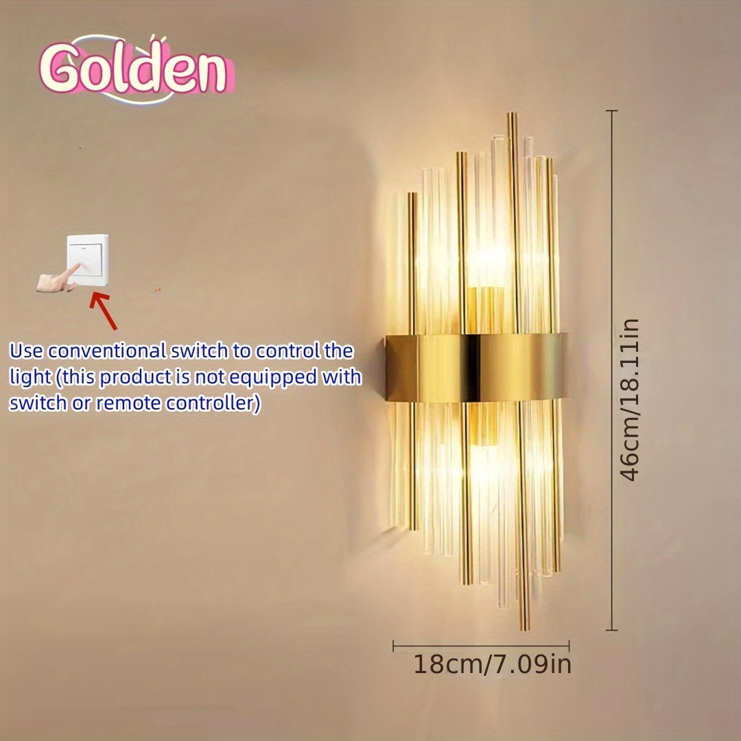 Lámpara de pared de cristal para dormitorio o sala de estar, estilo nórdico, empotrada, sin cables