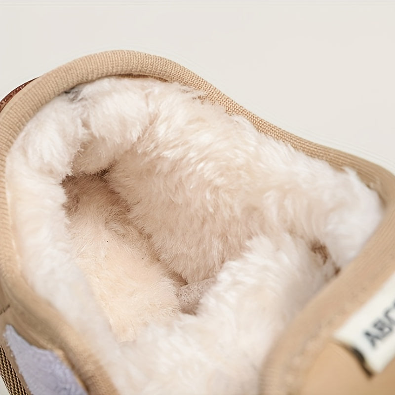 Kids Winter Snow Boots for Boys and Girls Low-Cut Fleece-Lined Casual Outdoor