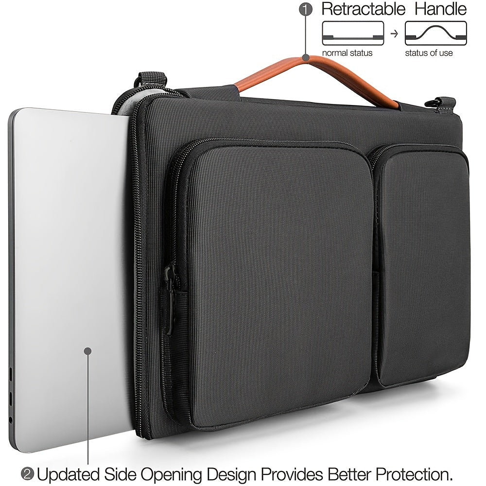 Waterproof Laptop Shoulder Bag 33-39cm with Handle and Adjustable Strap Black