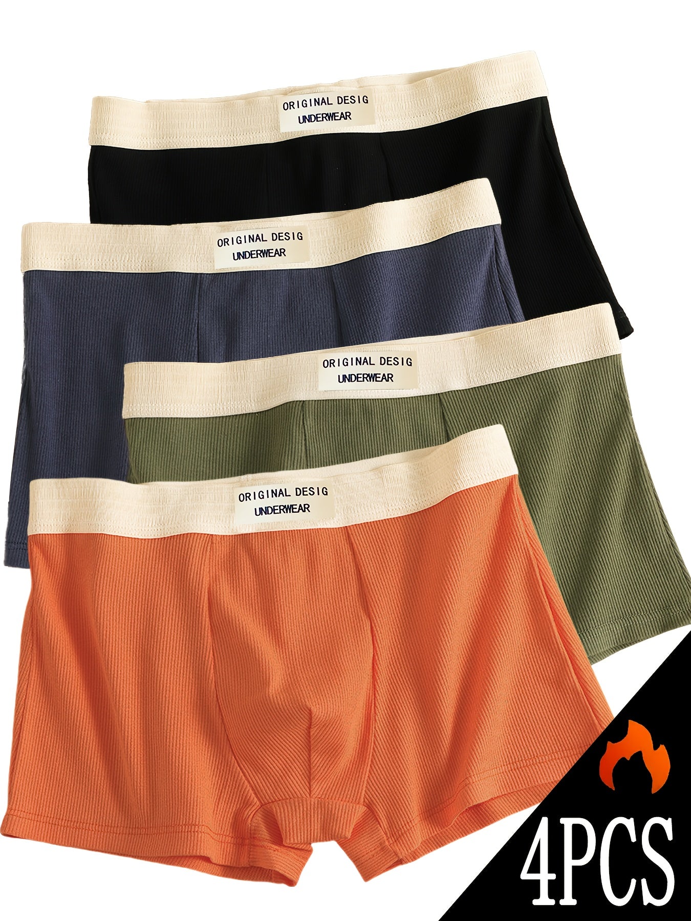 4-Pack Erkaklar uchun Boxer Briefs, 95% Polyester va 5% Spandexdan tayyorlangan, o'rtacha cho'ziluvchan trikotaj mato, bir rangli qisqa ichki kiyim, tasodifiy sport trunks, engil va qulay moslik.