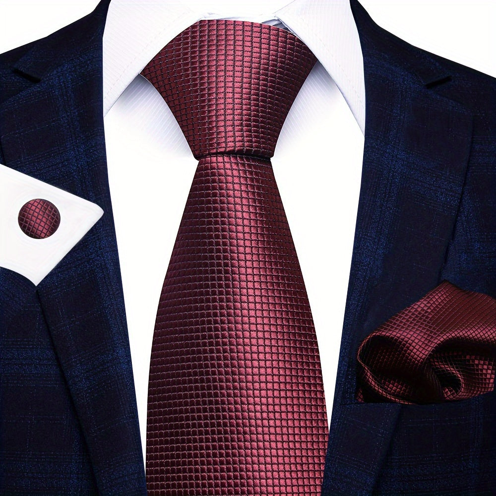 Men's Formal Tie Handkerchief Cufflinks Set for Weddings Parties Business Events