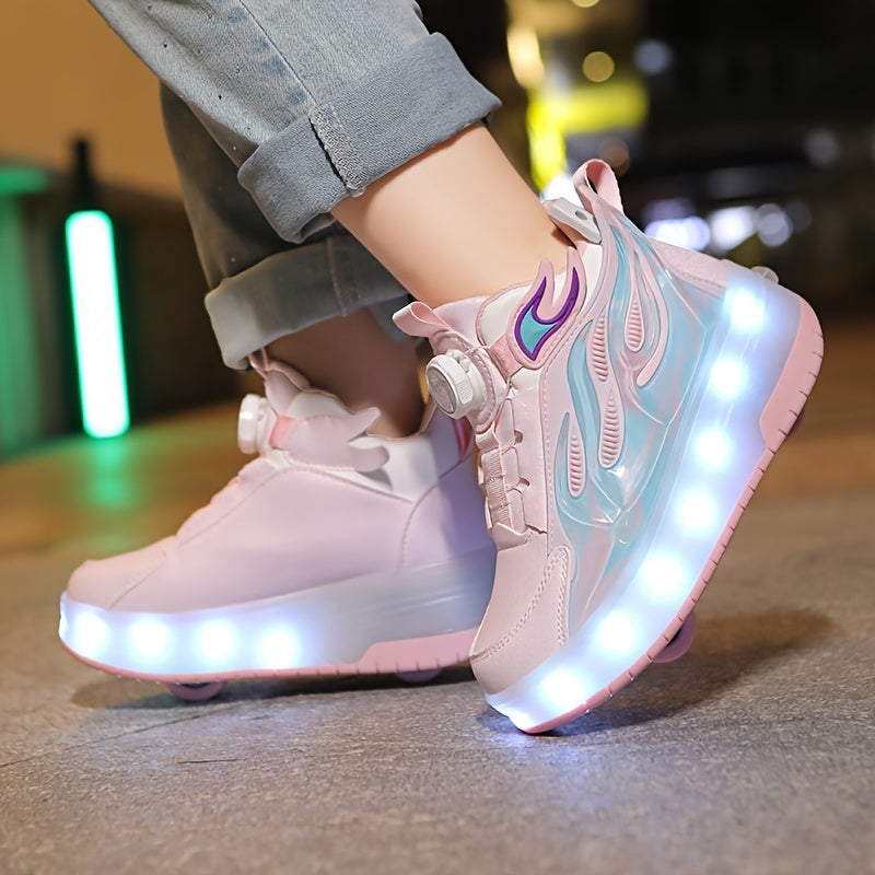 Kids' Low-Top Glowing Skate Shoes Breathable Non-Slip Indoor Outdoor Sneakers
