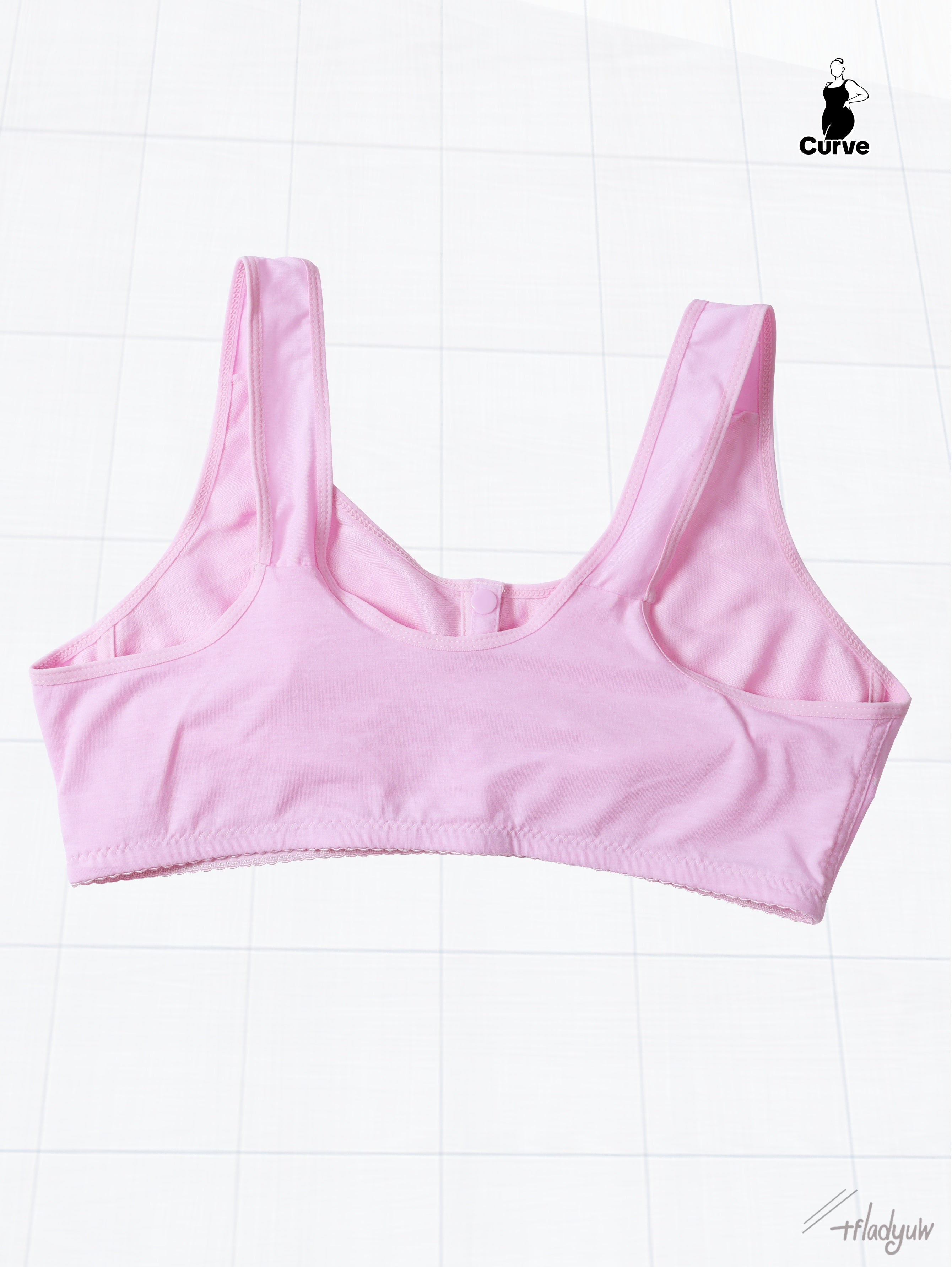 Women's Plus Size Wireless Bra Set with Buttons, Random Prints, Comfortable