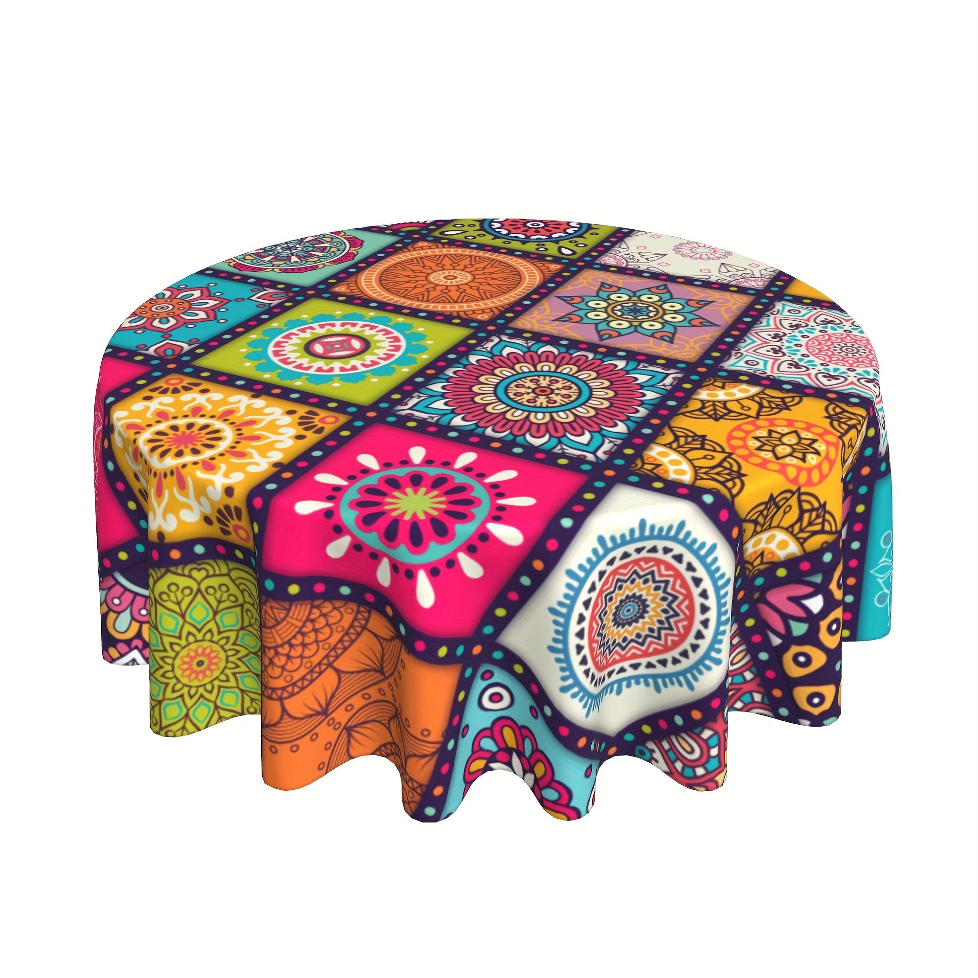 Bohemian Polyester Mandala Tablecloth for Festivals and Home Decor