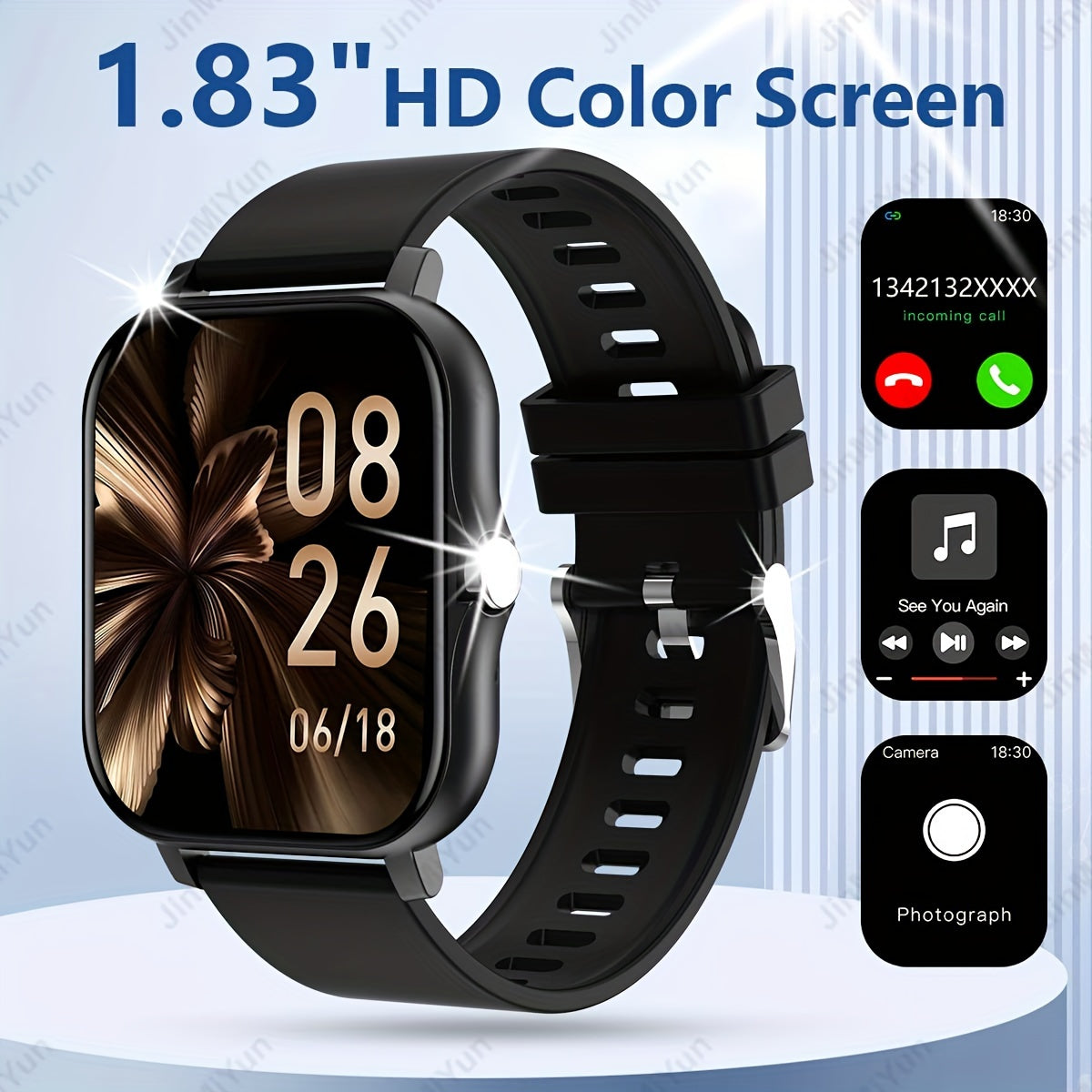 Full Touch Screen Smartwatch 4.65cm with Customizable Dial Wireless Calling Fitness Tracker Compatible with Android and iPhone