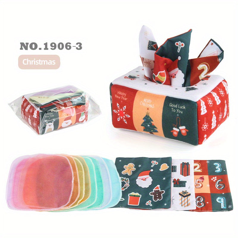 Juguetes sensoriales para bebés y niños pequeños, caja de pañuelos lavable y reutilizable, regalo de aprendizaje temprano