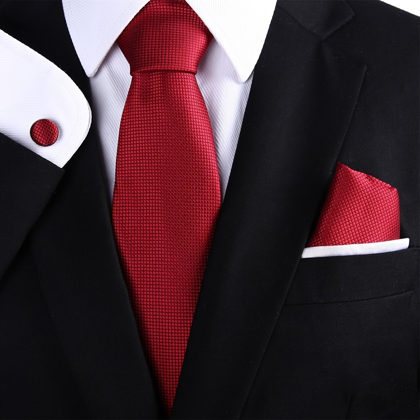 Мужской формальный набор галстуков с карманным платком и запонками для свадеб и деловых встреч