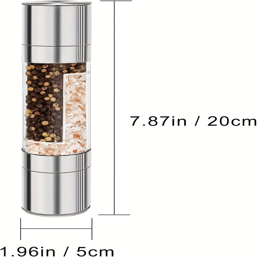 2-in-1 Stainless Steel Salt and Pepper Grinder Set with Adjustable Coarseness