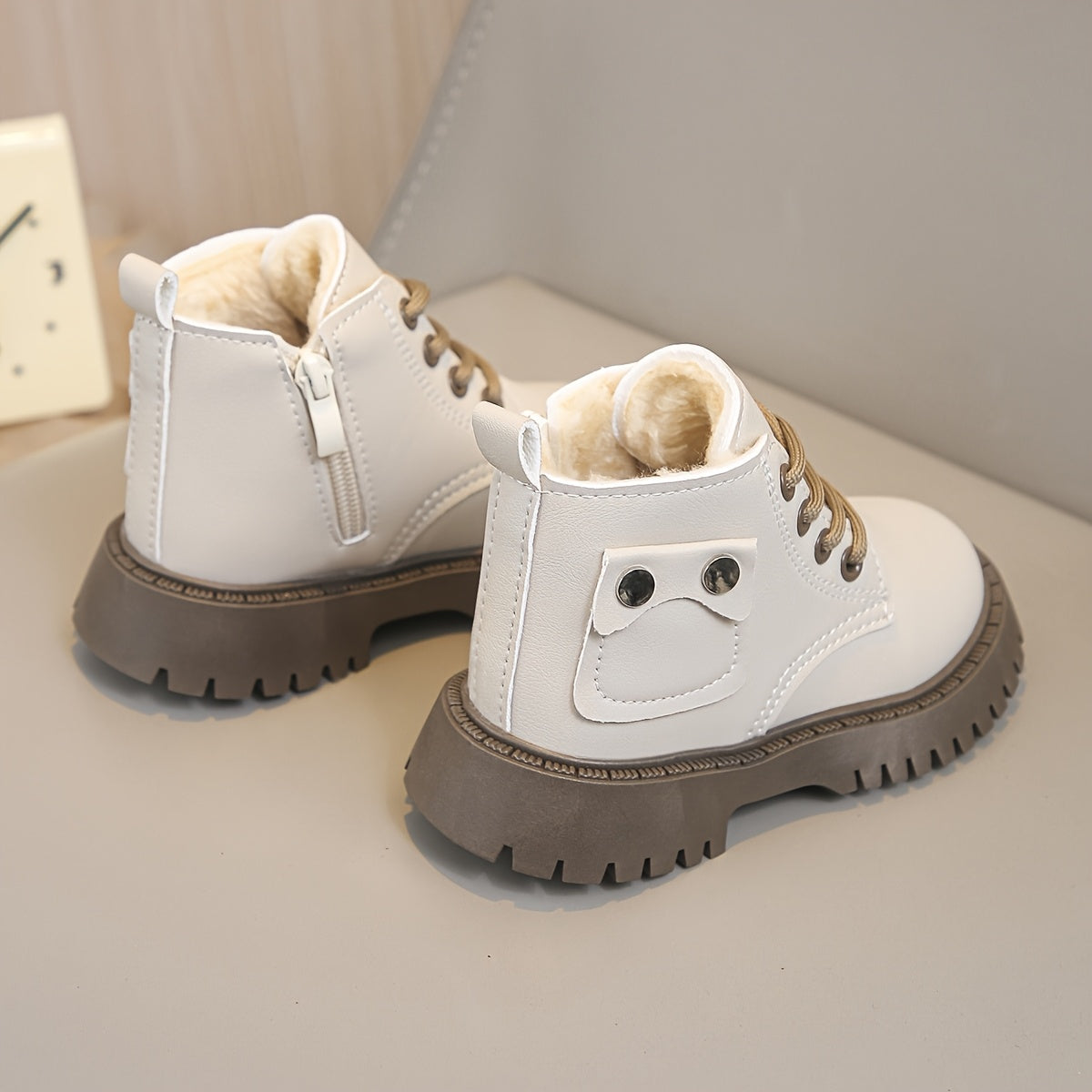 "Bolalar uchun vintage botinkalar" - Issiq, yengil, sirpanmaydigan taglik, zipper yopilishi, mato astar - 14 yoshgacha