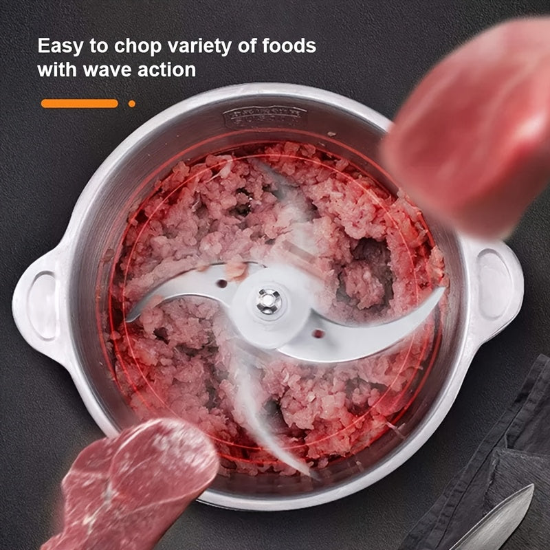 2L katta sig'imli zanglamaydigan po'latdan yasalgan go'sht maydalagich, 30000 RPM motor bilan, EU plagi, oson nazorat uchun shaffof qopqoq - Uy oshxonalari uchun mukammal, go'sht tayyorlash asbobi.