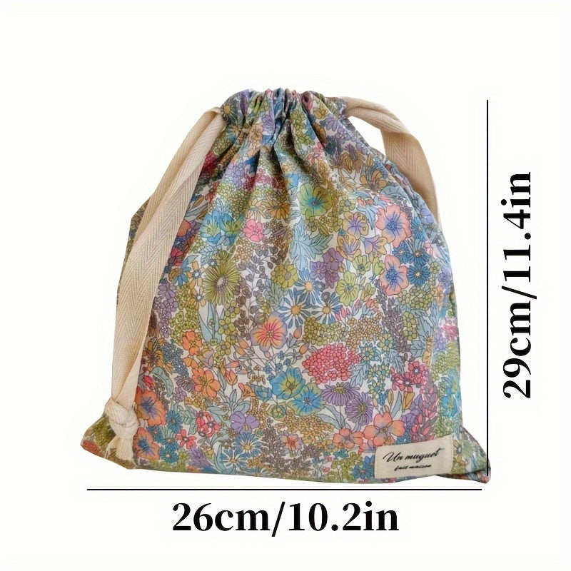 Embroidered Bowknot Drawstring Storage Bag for Travel Jewelry Cosmetics Diaper Organizer