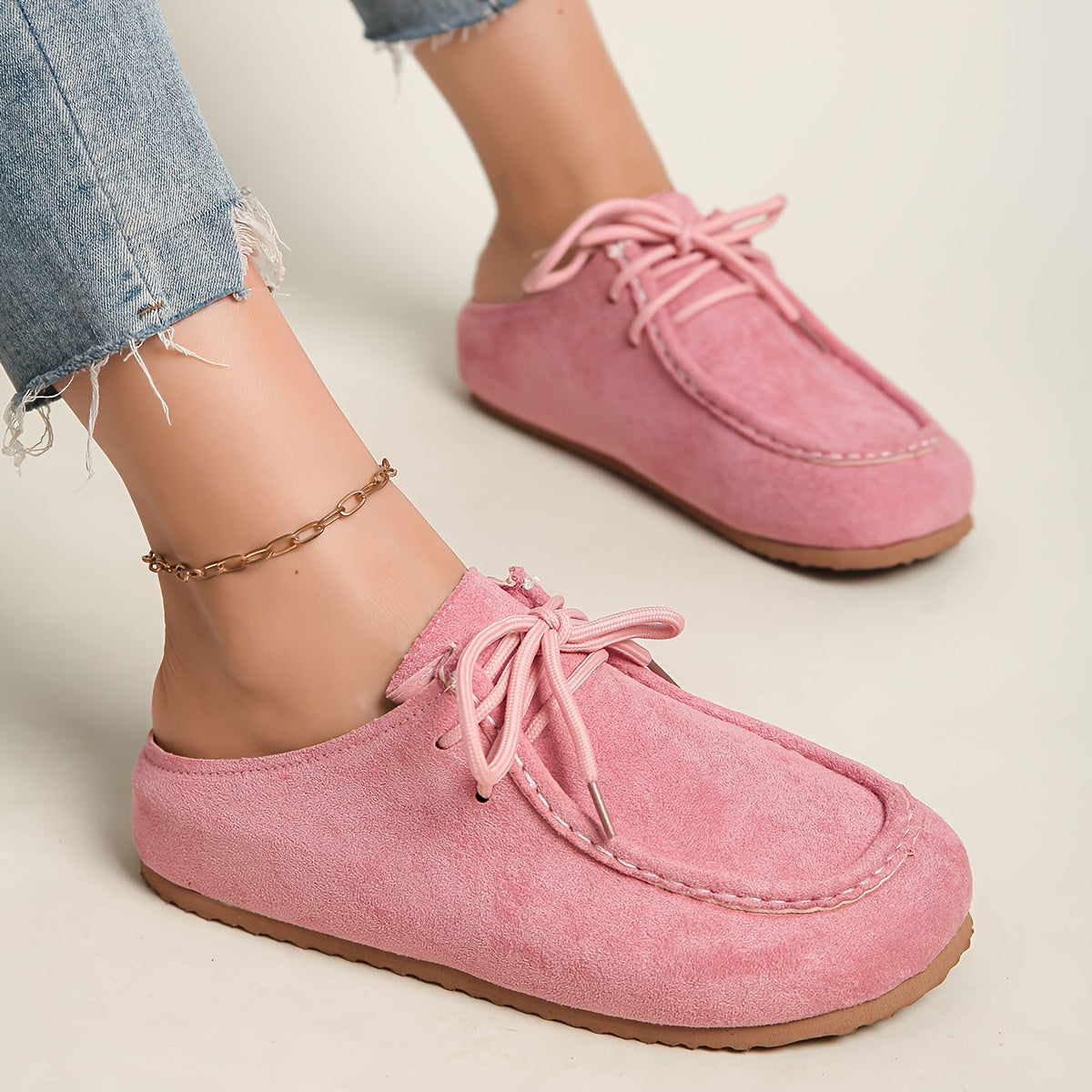 Women's Slip-On Mules with Lace-Up Design Casual Flip Flops