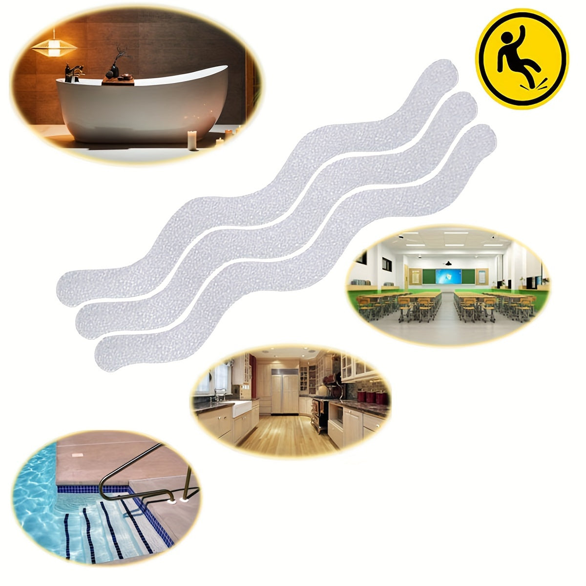 Transparent Anti-Slip Stickers for Bathroom Bathtub Stairs Waterproof Surfaces