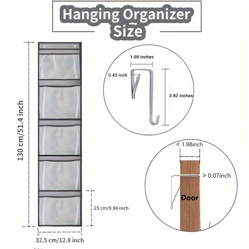 Large Hanging Storage Bag with 5 Layers for Toys Clothes and Sundries Over-the-Door Organizer