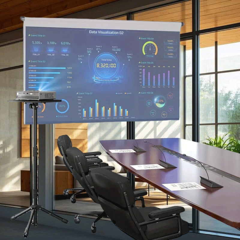 Large 4K HDR Projector with Metal Tripod Stand for Home Theater and Presentations