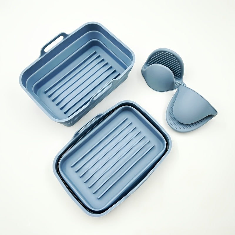 4 ta silikon havo fritöz aksessuarlari to'plami - ichiga egiluvchan ikki qopqoq qoplamalari va pech qo'lqoplari kiradi, yopishqoq va issiqqa chidamli, Ninja, Tower va boshqa modellarga mos keladi.