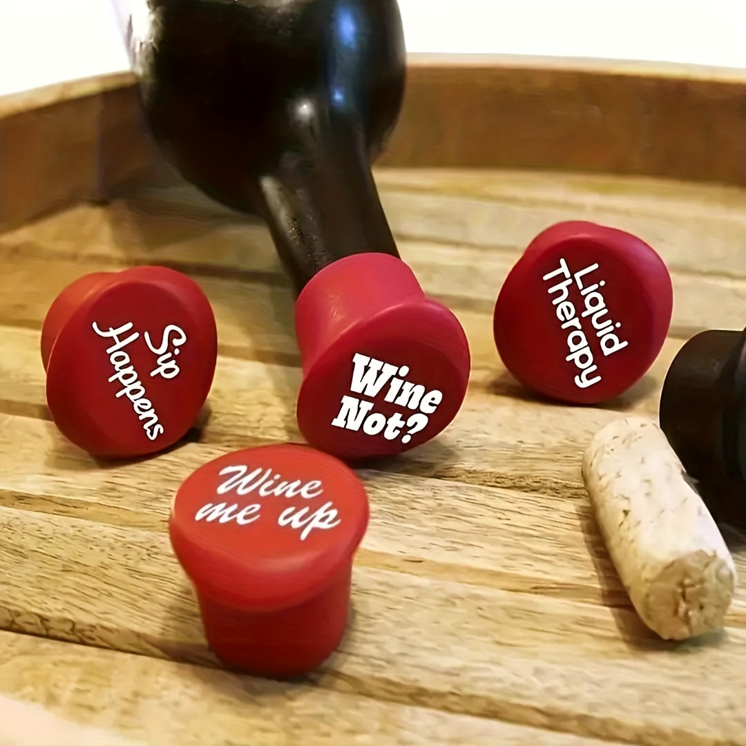 Silicone Wine Stopper with Funny Phrases for Festive Parties