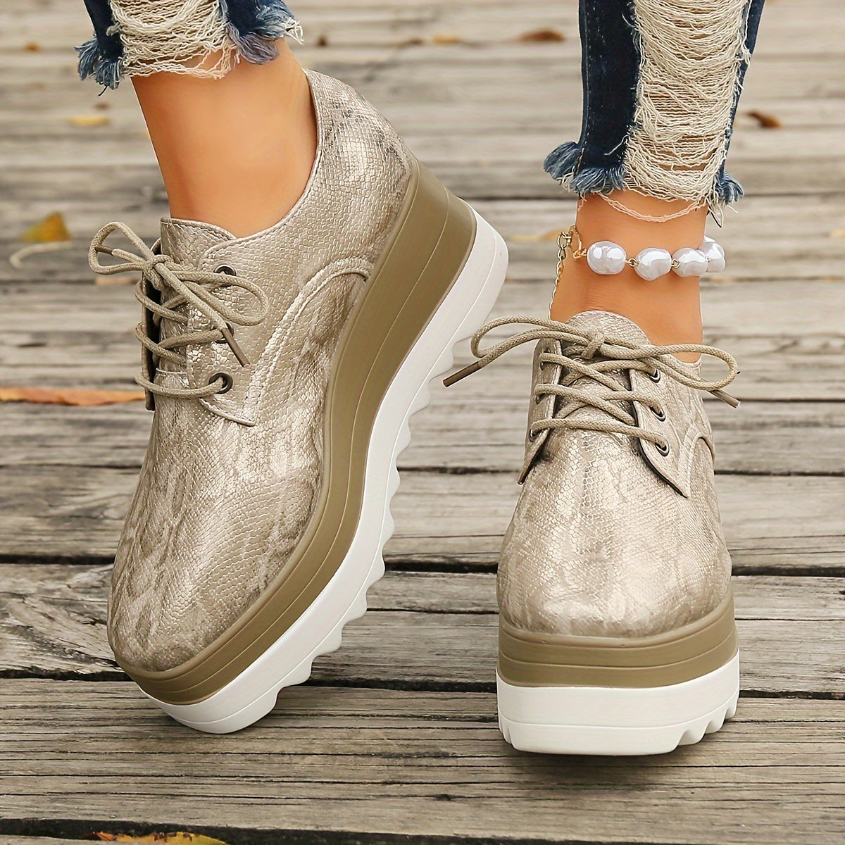 Ayollar uchun tekis platforma poyabzali, kundalik kiyim uchun slip-on brogue sport shlyaplari