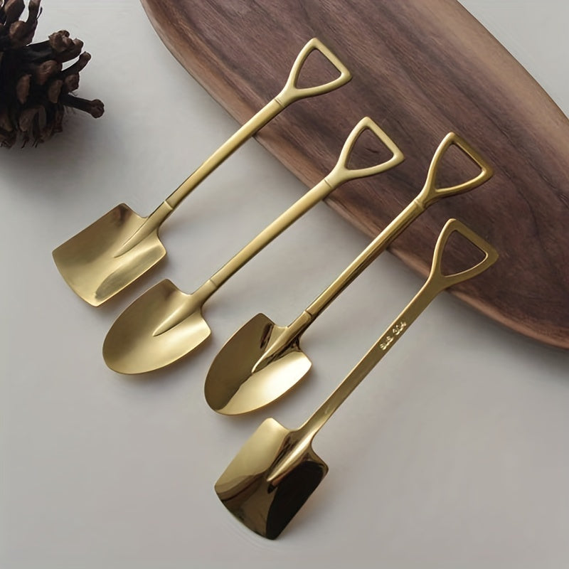 Stainless Steel Dessert Spoon Set with Shovel Design for Home Restaurant Hotel