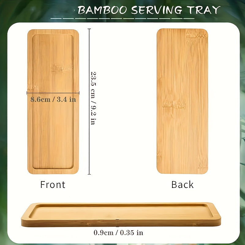 Bamboo Bathroom and Kitchen Tea Tray Multi-Use Decor Organizer