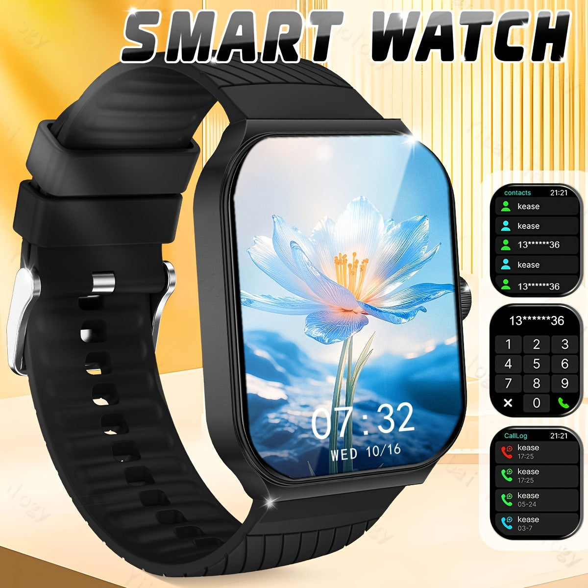 Unisex Multifunctional Smart Watch with Wireless Calls Messages Sports Modes Remote Camera Music Control