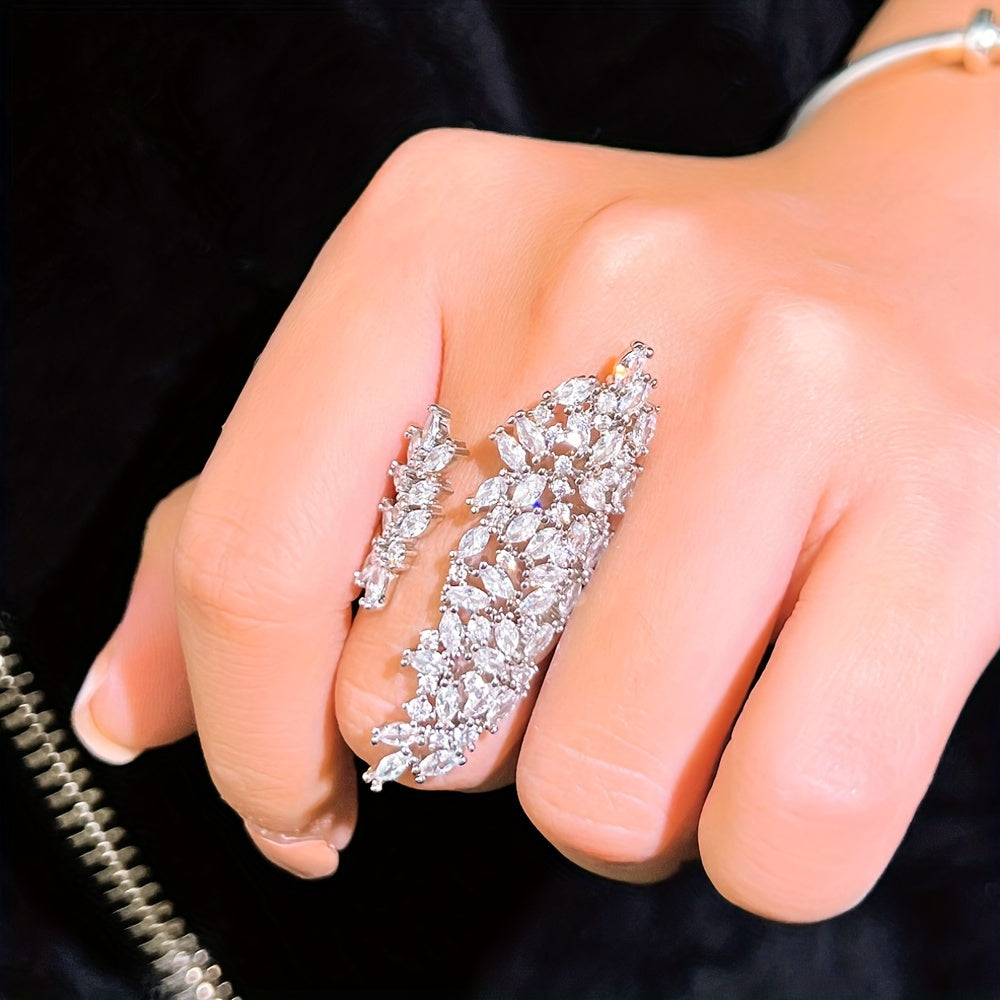 Women's Engagement Ring with Chunky White Cubic Zirconia and Pave Setting