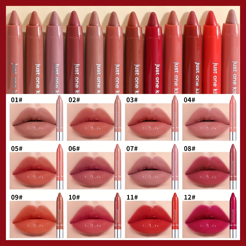 Women's Moisturizing Lipstick With Nude Pink Red Brown Colors and Lip Gloss