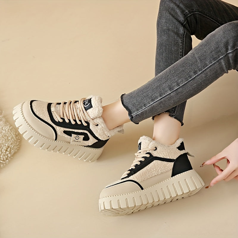 Women's Velvet High-Top Ankle Boots Warm Colorful Winter Casual Sneakers