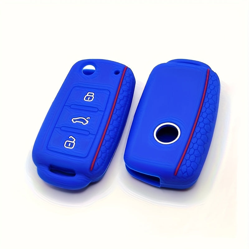 Silicone Car Key Cover For Compact Vehicles 3 Button Protection