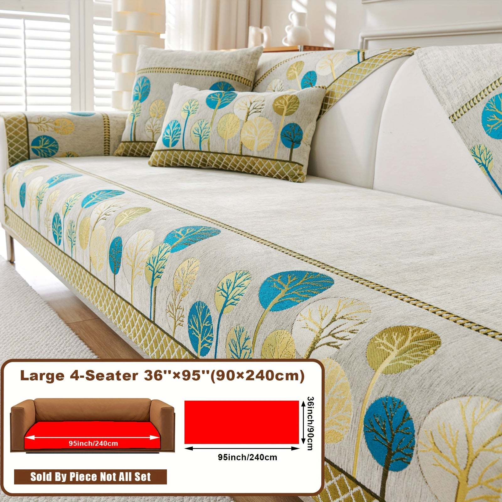 Boho Chic Jacquard Chenille Sofasi Qoplamasi Oygʻon Daraxt Mavzusi Boshqalar uchun Yoqimli Qattiq Yuvilishi Oʻz-oʻzidan yopishmaydigan Bardoshli Qalinlashtirilgan 4 oʻrindiqli kresloni mos keladi