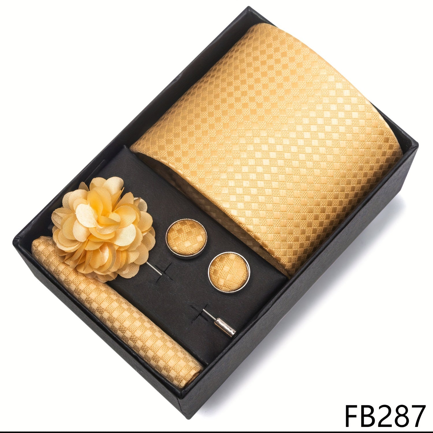 Men's Fashion Tie Set with Striped and Paisley Neckties, Pocket Square, Cufflinks, Lapel Pin in Gift Box for Business and Weddings