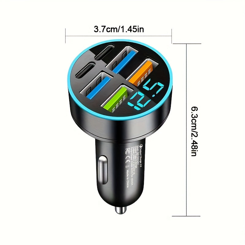 Avtomobil uchun zaryadlovchi 4-portli PD QC3.0 Dual USB-C USB-A tez zaryadlash adapteri