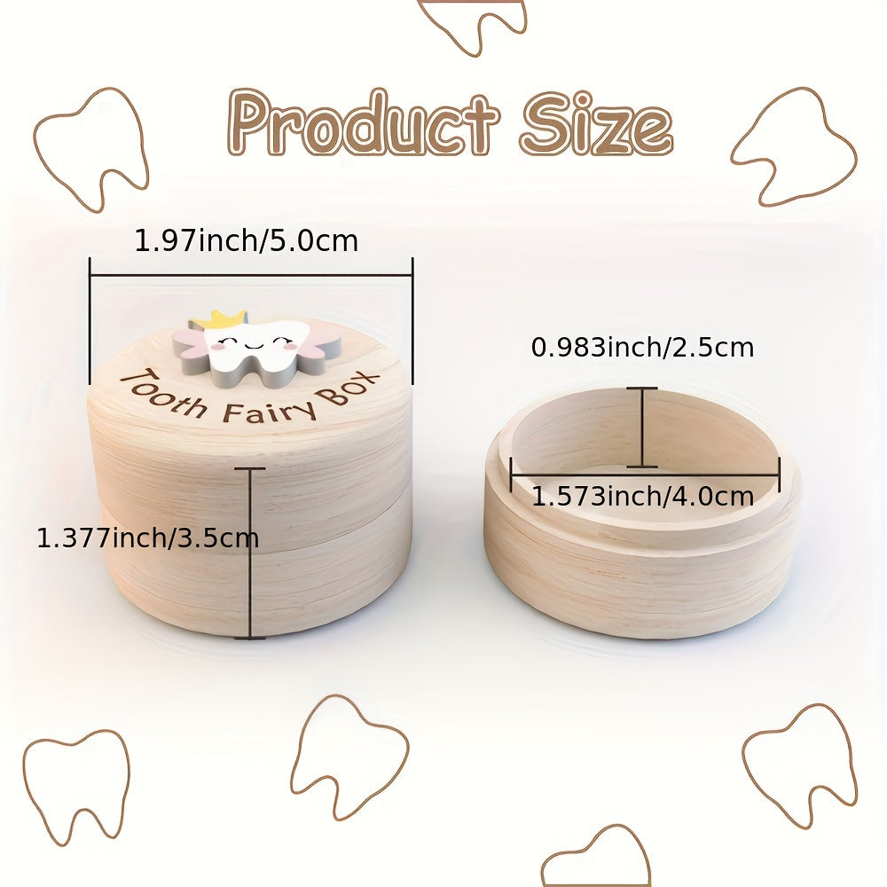 Wooden Fairy Tooth Box with 3D Teeth Design for New Parents and Gifts