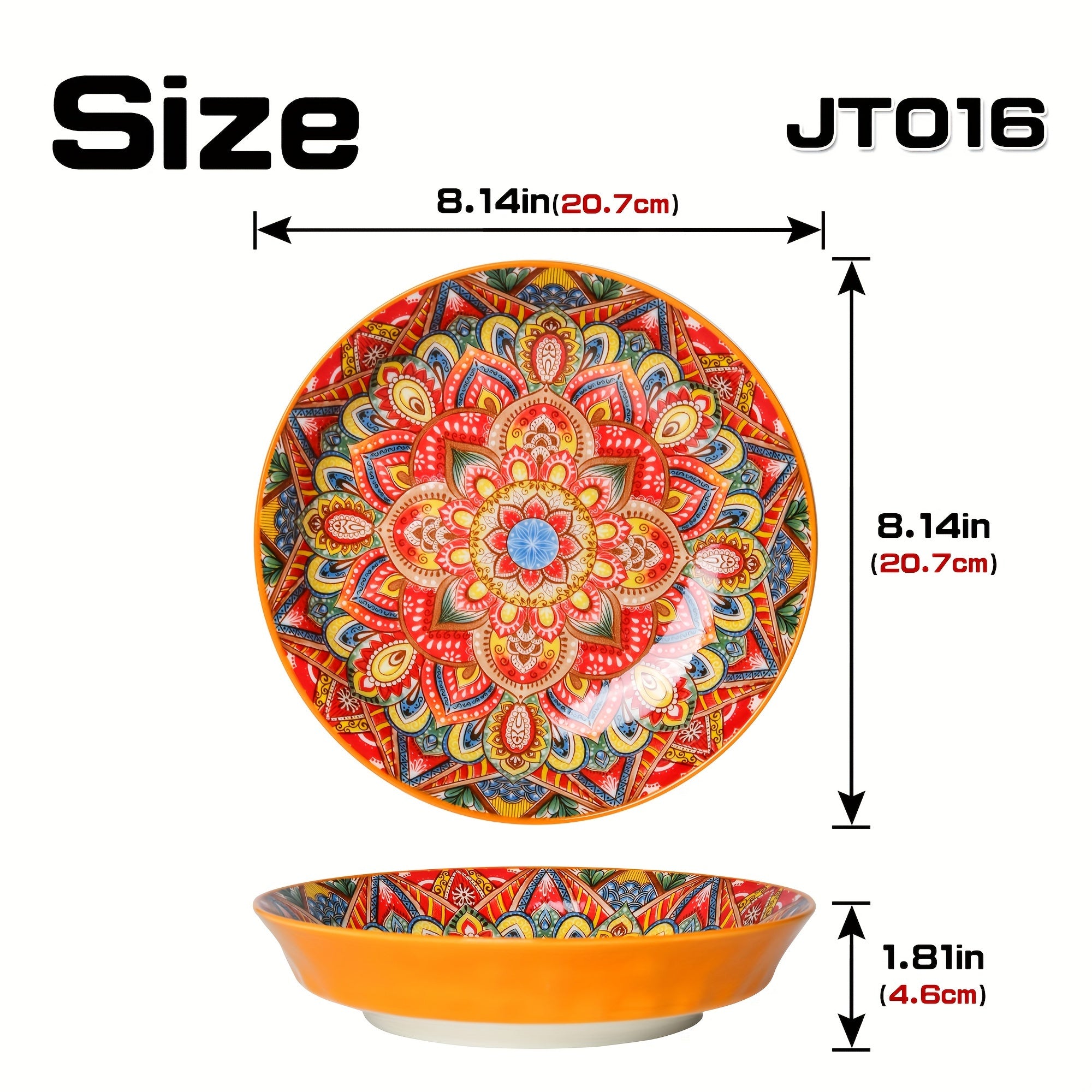 8-Inch Bohemian Ceramic Dinner Plate Microwave Safe for Home and Restaurant Use