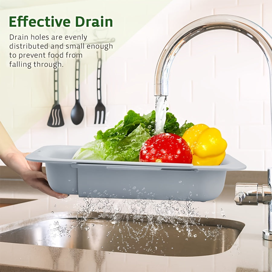Extendable Collapsible Sink Colander and Strainer for Fruits and Vegetables