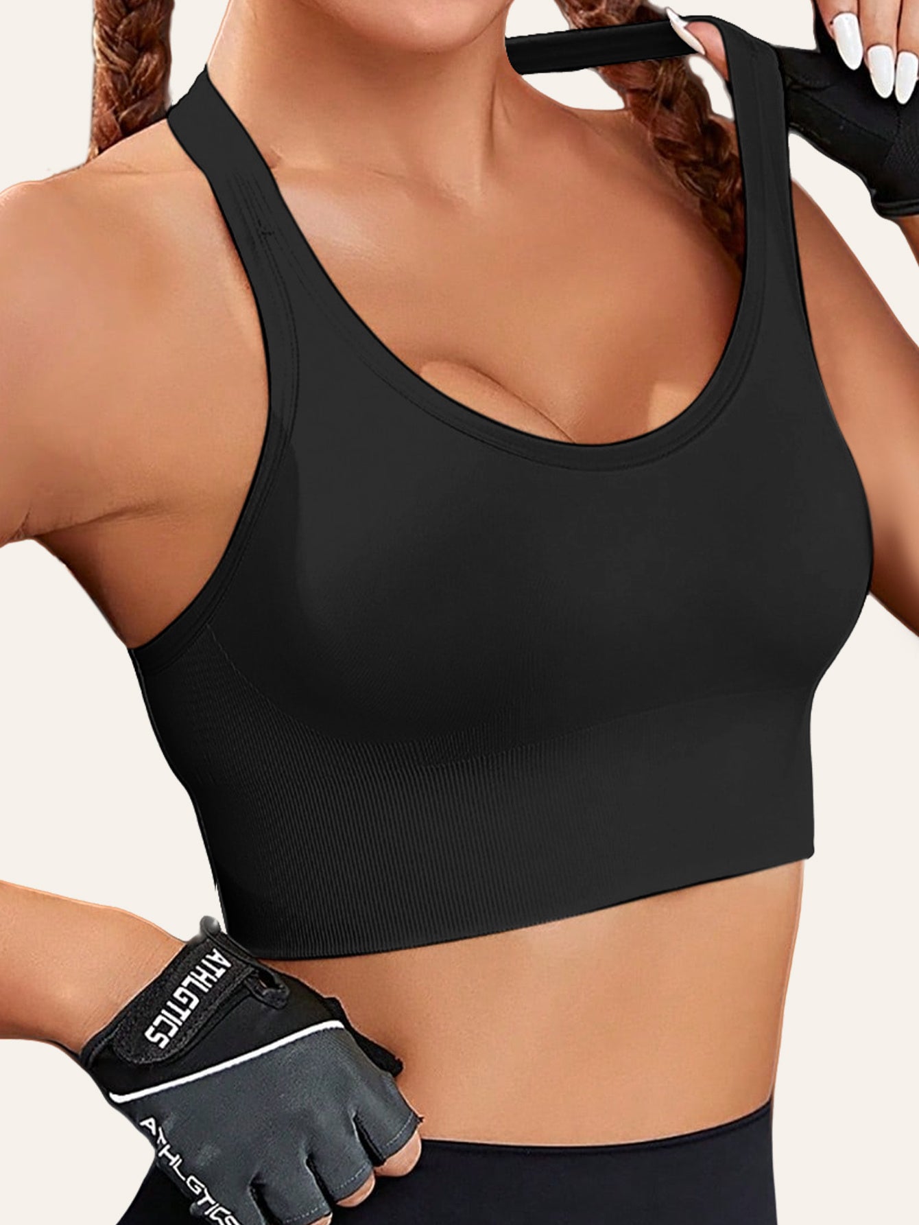 Women's Sports Bra Removable Pads Breathable Knit No-Slip Nylon for Gym Yoga