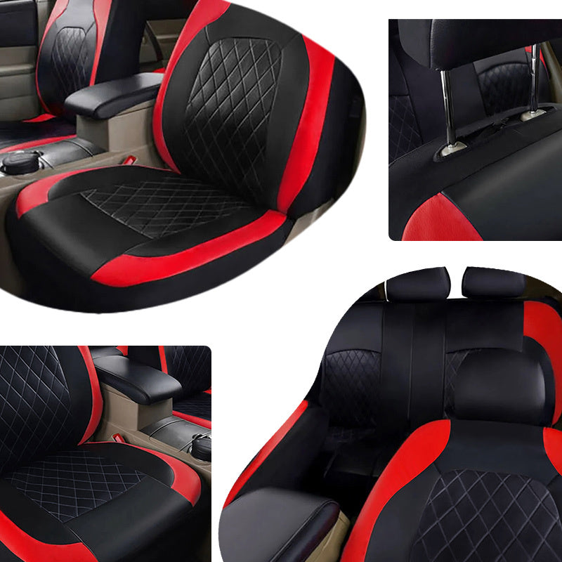 Car Seat Covers All-Season Leather Protector Set Front Rear Easy-Clean