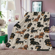 Dachshund Dog Print Fleece Blanket All-Season Machine Washable Polyester Throw