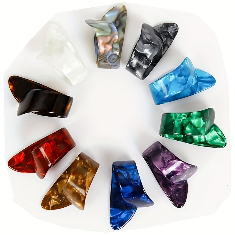 6-Piece Guitar and Bass Finger Picks Set with Protective Picks in Mixed Colors