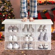 12 Pack Clear Plastic Shoe Storage Boxes with Flip-Top Lids Waterproof Durable Rectangular