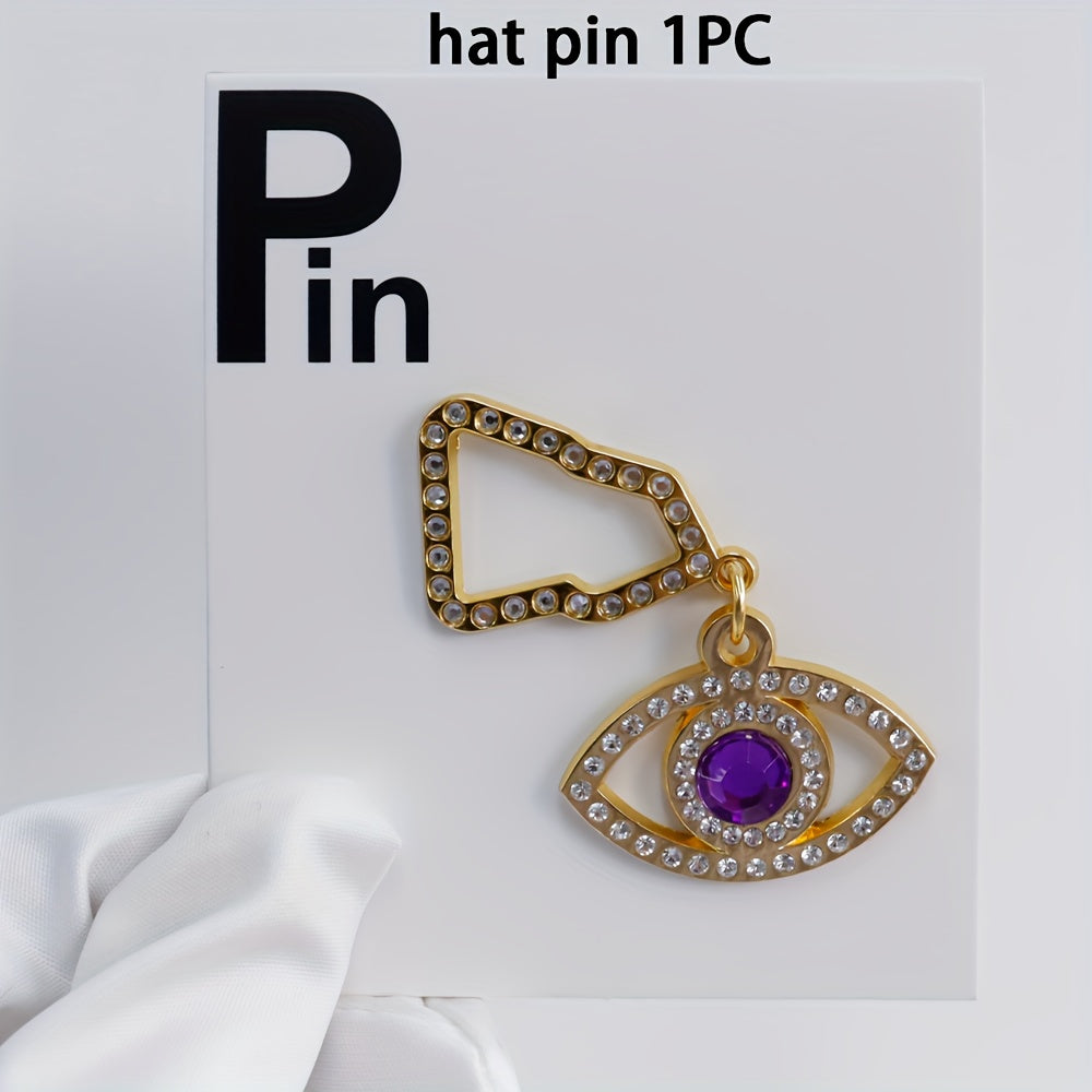 Sparkling Brooch Hat Pin and Chain Set for Women, New Year Gift