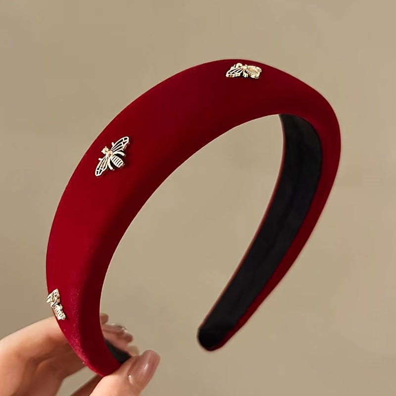 Red Headband with Bee Embellishments for Valentine's Day and Casual Wear