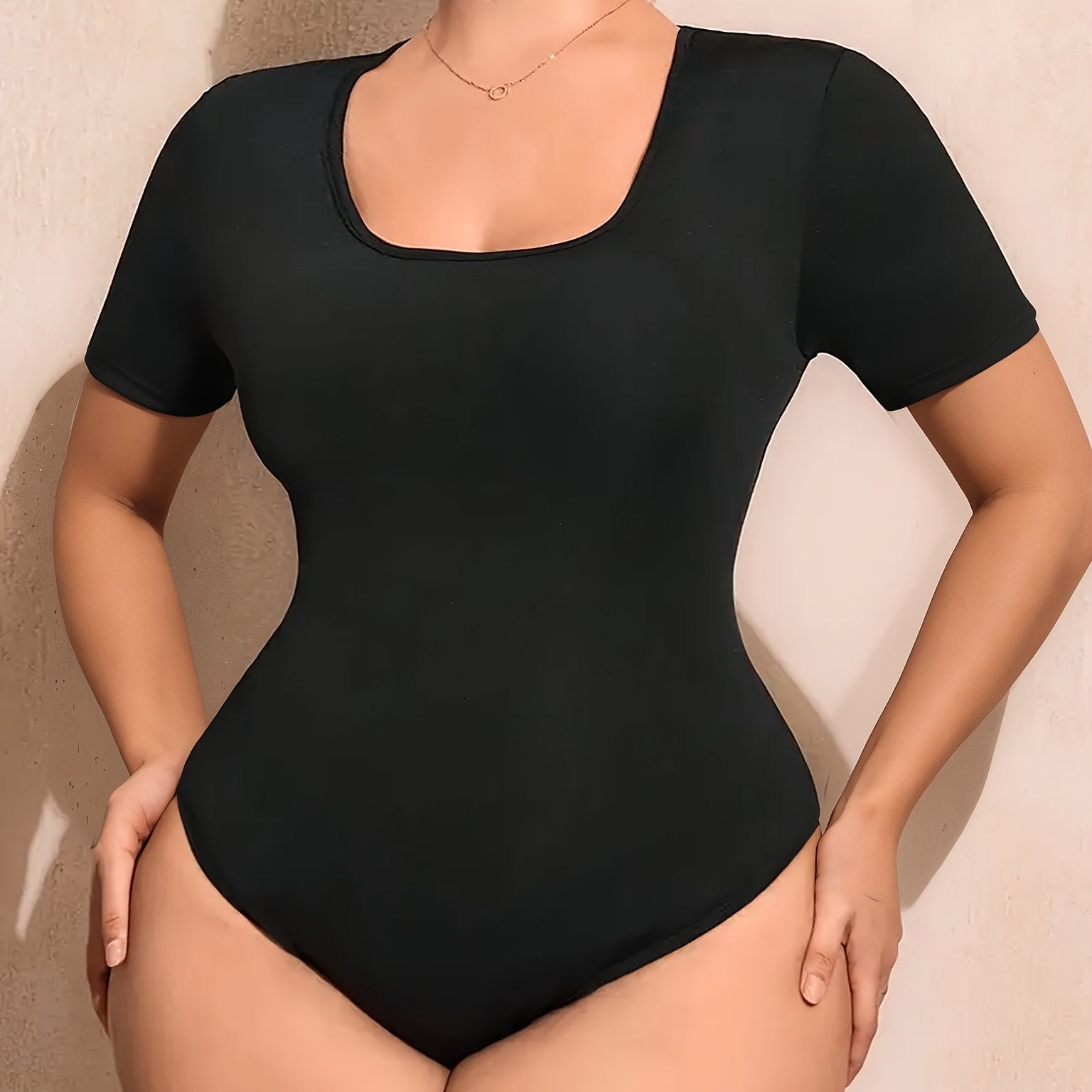 Plus Size Women's Stretchy Casual Jumpsuit White Short Sleeve All-Season