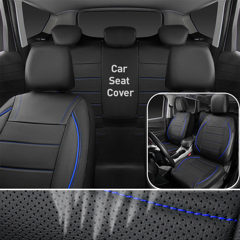 Full Coverage Faux Leather Car Seat Cover for Front Seats All-Season Protection