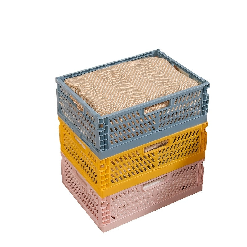 Foldable Plastic Storage Basket for Home Office Organization Multi-Functional Shelf Bin