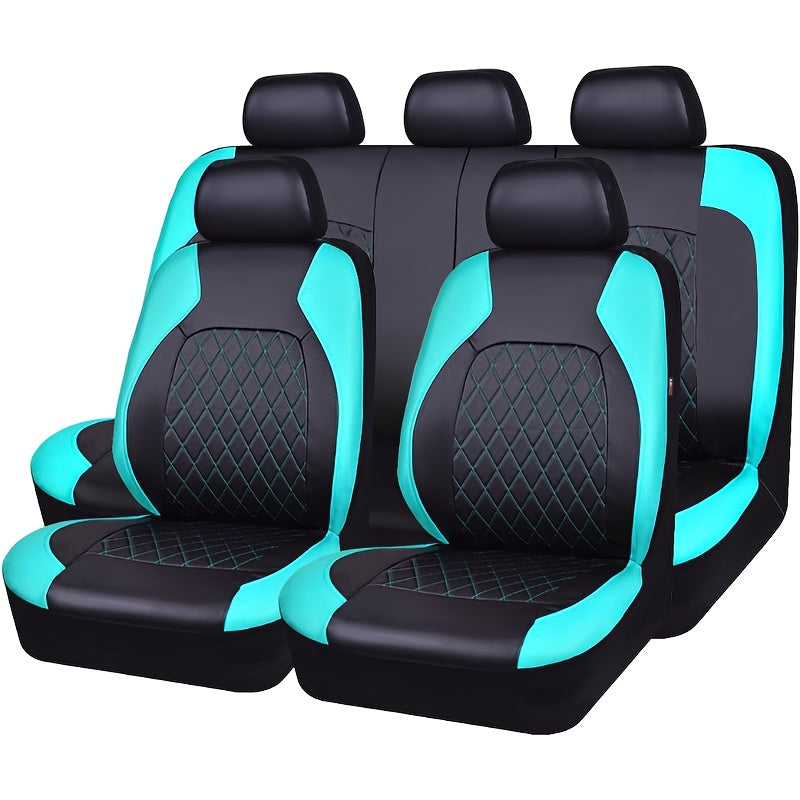 Universal 5-o'rinli avtomobil o'rindiq qoplamasi PU teridan to'rtburchak naqsh bilan, nafas oladigan sintetik PU teridan iborat to'liq to'plamni o'z ichiga oladi. Havo yostig'i bilan moslik, zip dizayni va barcha avtomobillarga mos keladi.