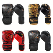 Adult Sanda Boxing Gloves for Training and Combat Red PU Material