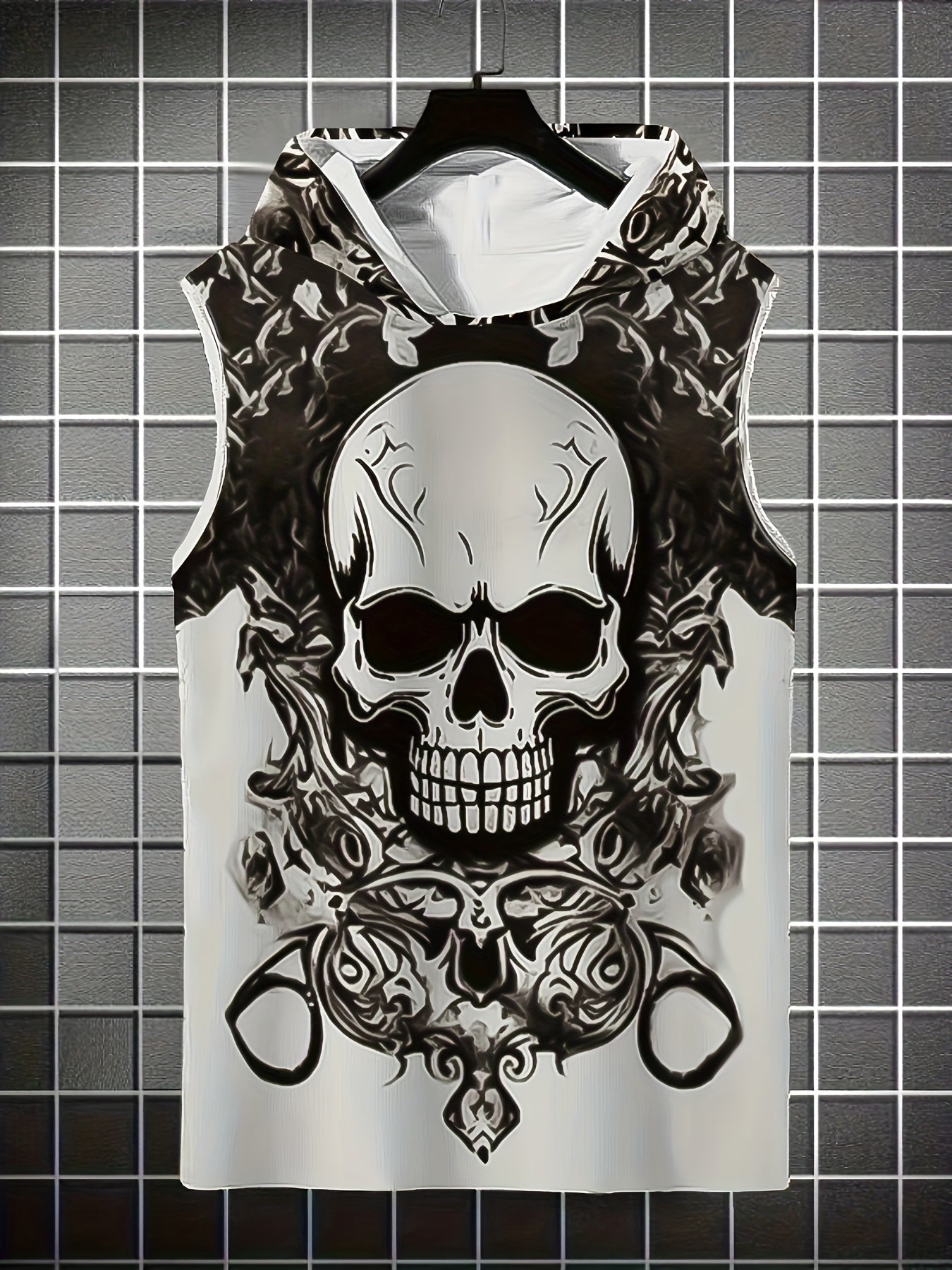 Summer Printed Sleeveless Sports Vest with Hood for Men and Women